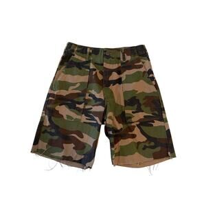 J.Galt Camo Print Cut Off Shorts Mens Size Small Cotton Green Y2K Streetwear
